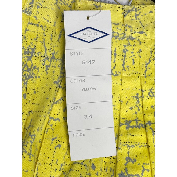 Retro Yellow Grey Splatter Pattern Pleated Deadstock 1980s Pants Via Satellite - Picture 8 of 8